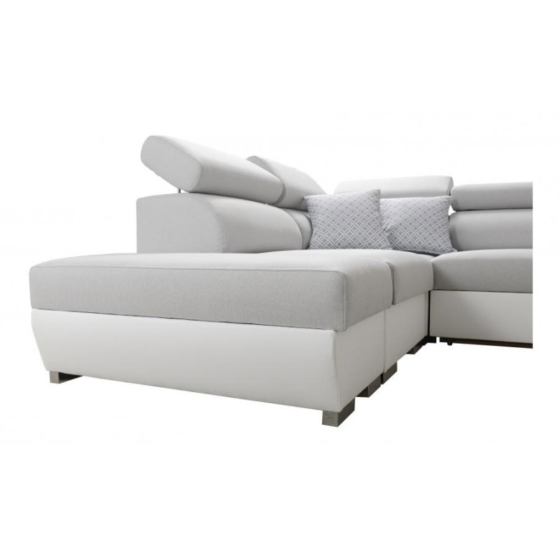 U-förmiges Sofa Napoli VI mit Schlaffunktion und Bar - Geflecht, Sawana 72 + Kunstleder + Kunstleder