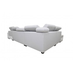 Sofá esquinero en forma de U Napoli VI con función de cama y bar - Terciopelo, Amor Velvet 4314 + Eco-cuero + Eco-cuero