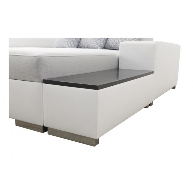 Sofá esquinero en forma de U Napoli VI con función de cama y bar - Terciopelo, Amor Velvet 4314 + Eco-cuero + Eco-cuero