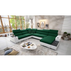 Napoli VIII U-shaped sectional sofa with sleeping function – Velvet, Amor Velvet 4311 + Faux Leather + Faux Leather
