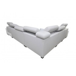 Sofá esquinero en forma de U Napoli VIII con función para dormir – Terciopelo, Amor Velvet 4311 + Eco-cuero + Eco-cuero