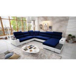 U-shaped corner sofa Napoli VIII with sleeping function – Velvet, Amor Velvet 4314 + Eco-leather + Eco-leather