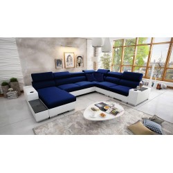 U-shaped corner sofa Napoli VIII with sleeping function – Velvet, Amor Velvet 4314 + Eco-leather + Eco-leather