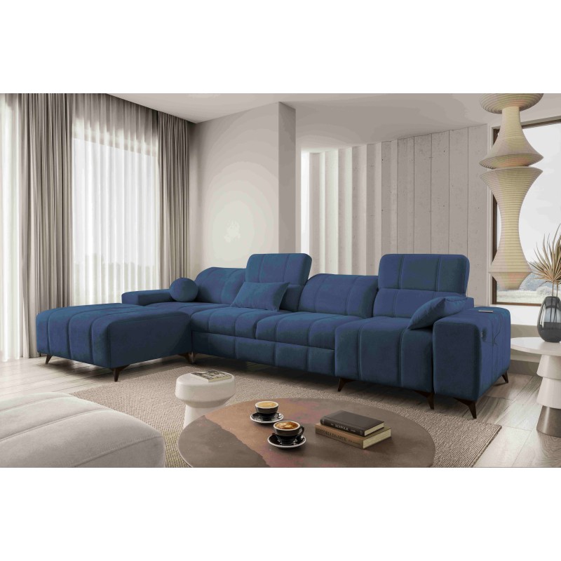 Sofá esquinero Ballagio XII con función de cama tapizado en tejido Plecionka, Spring 1118