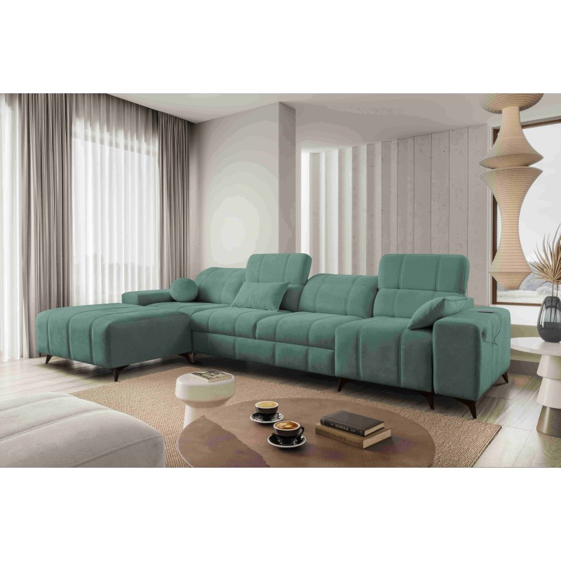 Ballagio XII corner sofa with sleeping function upholstered in Plecionka, Spring 1116