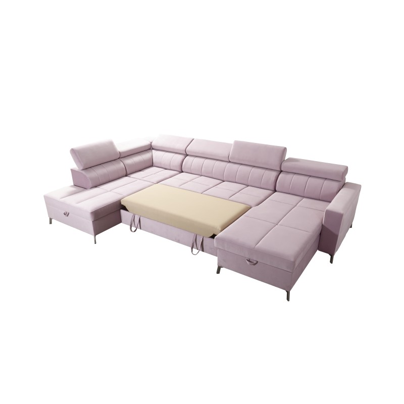 U-shaped Oslo VI sectional sofa with sleeping function - Velvet, Jaguar 2170