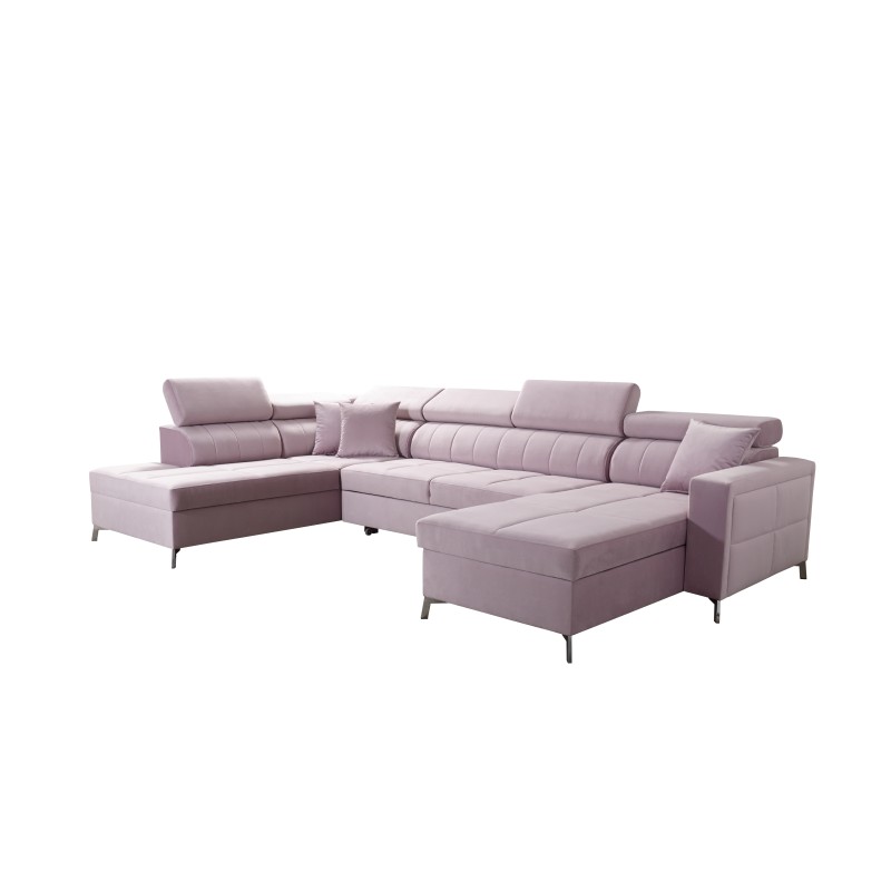 U-förmiges Ecksofa Oslo VI mit Schlaffunktion - Velvet, Jaguar 2177