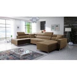 U-förmiges Ecksofa Oslo VI mit Schlaffunktion - Velvet, Jaguar 2177