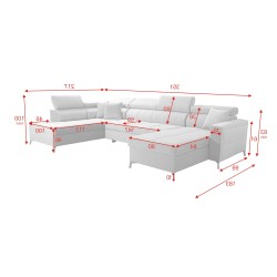 U-förmiges Sofa Oslo VI mit Schlaffunktion - Velvet, Jaguar 2186