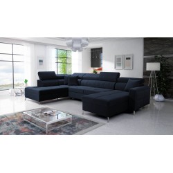 U-shaped corner sofa Oslo VI with sleeping function - Velvet, Jaguar 2186