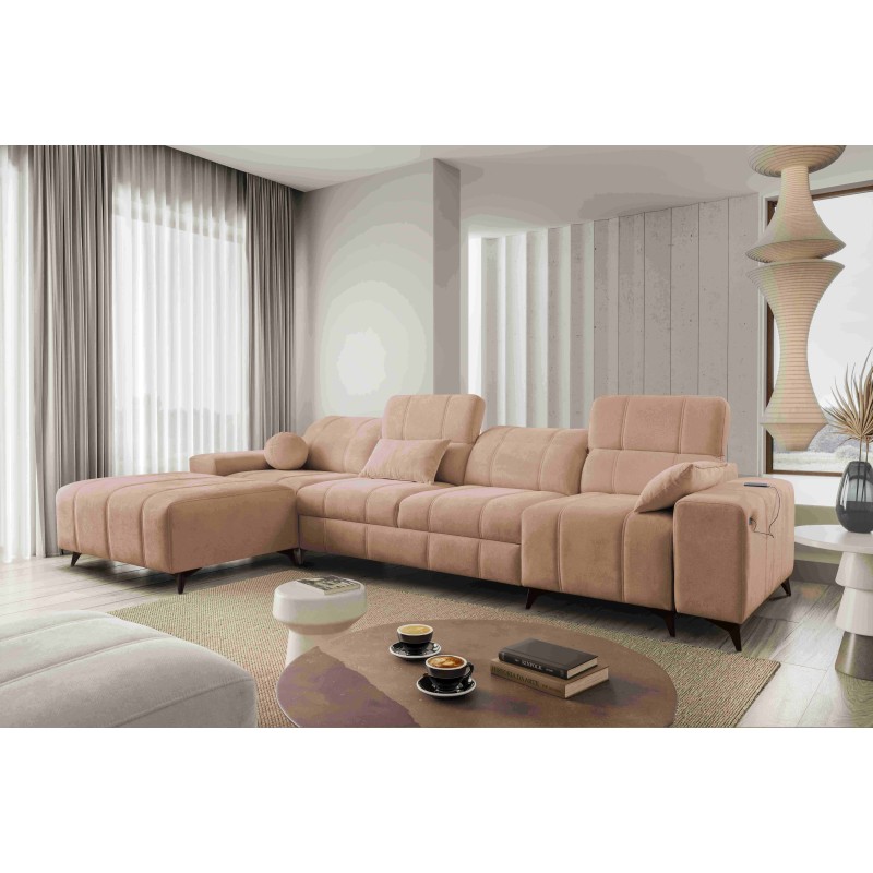 Ecksofa Ballagio XII mit Schlaffunktion, bezogen mit Geflecht, Spring 1112.