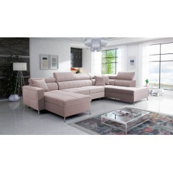 U-förmiges Ecksofa Oslo VI mit Schlaffunktion - Velvet, Jaguar 2170