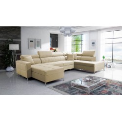 U-shaped corner sofa Oslo VI with a sleeping function - Velvet, Jaguar 2162