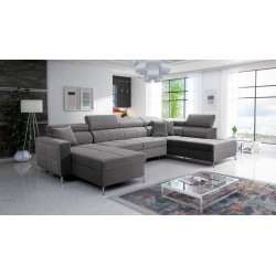 Ecksofa in U-Form Oslo VI mit Schlaffunktion - Velvet, Jaguar 2167