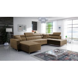 U-shaped Oslo VI sofa with sleeping function - Velvet, Jaguar 2177