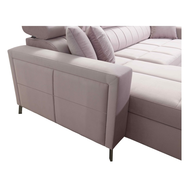 U-shaped Oslo VI sectional sofa with sleeping function - Velvet, Jaguar 2185