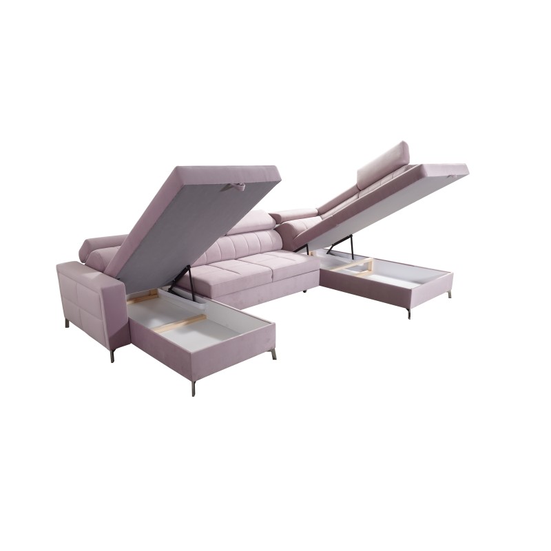 Sofá esquinero en forma de U Oslo VI con función de cama - Velvet, Jaguar 2185