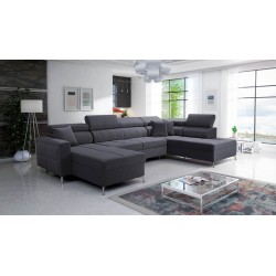 U-förmiges Ecksofa Oslo VI mit Schlaffunktion - Velvet, Jaguar 2191