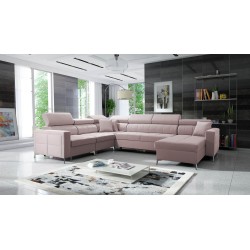 U-shaped corner sofa Oslo VII with sleeping function - Velvet, Jaguar 2170