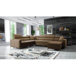 U-shaped Oslo VII corner sofa with sleeping function - Velvet, Jaguar 2177