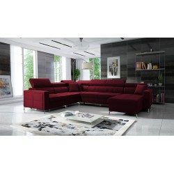U-förmiges Sofa Oslo VII mit Schlaffunktion - Samt, Jaguar 2181