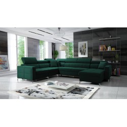U-shaped corner sofa Oslo VII with a sleeping function - Velvet, Jaguar 2185