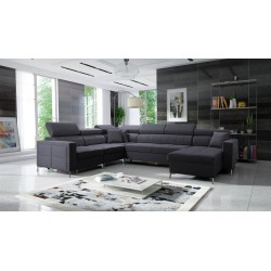 U-förmiges Ecksofa Oslo VII mit Schlaffunktion - Samt, Jaguar 2191