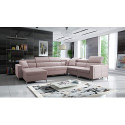 U-shaped corner sofa Oslo VII with sleeping function - Velvet, Jaguar 2170