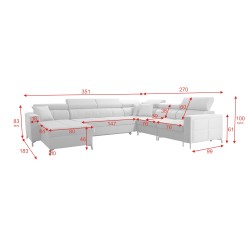 U-shaped corner sofa Oslo VII with sleeping function - Velvet, Jaguar 2162