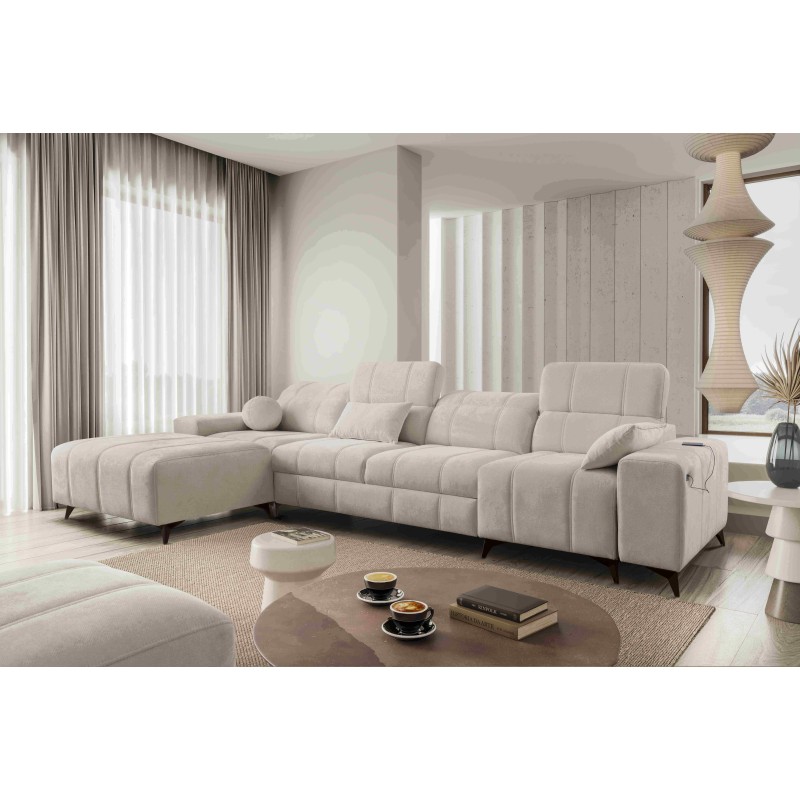 Ecksofa Ballagio XII mit Schlaffunktion bezogen mit Stoff Plecionka, Spring 1108