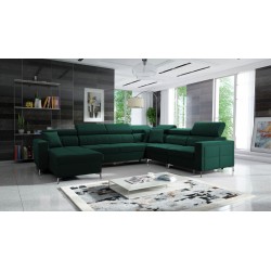 U-förmiges Ecksofa Oslo VII mit Schlaffunktion - Velvet, Jaguar 2185