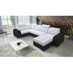 bMeta Title:/b U-förmiges Sofa Prisma IV mit Schlaffunktion | Samt | Haustierfreundlich, Terra 80 + Schwarzes Kunstleder