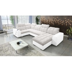 bMeta Title:/b Narożnik w kształcie U Prisma IV z funkcją spania | Velvet | Pet friendly, Terra 06 + Ecoskóra czarna