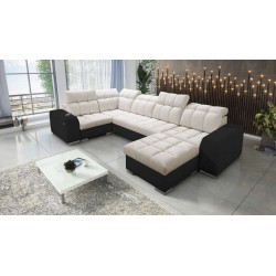 bMeta Title:/b U-förmiges Ecksofa Prisma IV mit Schlaffunktion | Velvet | Haustierfreundlich, Terra 13 + Schwarzes Ökoleder