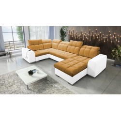 **Meta Title:** U-Shaped Prisma IV Sofa with Sleeping Function | Velvet | Pet Friendly, Terra 48 + Eco Leather