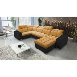 **Meta Title:** U-Shaped Corner Sofa Prisma IV with Sleeping Function | Velvet | Pet Friendly, Terra 48 + Black Eco-leather