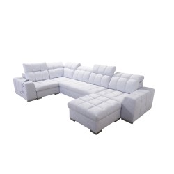 **Meta Title:** U-Shaped Sofa Prisma IV with Sleeping Function | Velvet | Pet Friendly, Terra 75 + Black Eco-Leather