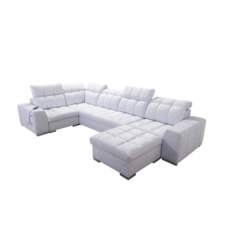 bMeta Title:/b U-Shaped Corner Sofa Prisma IV with Sleeping Function | Velvet | Pet Friendly, Terra 79 + Black Eco-Leather