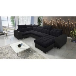 **Meta Title:** U-Shaped Corner Sofa Prisma IV with Sleeping Function | Velvet | Pet Friendly, Terra 99 + Black Eco-Leather