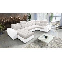 bMeta Title:/b Sofá esquinero en forma de U Prisma IV con función de cama | Terciopelo | Apto para mascotas, Terra 06 + Eco-cuer