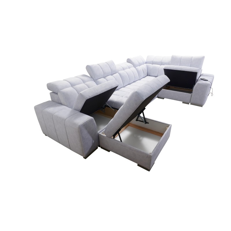 **Meta Title:** U-Shaped Sofa Prisma IV with Sleeping Function | Velvet | Pet Friendly, Terra 13 + Eco-Leather