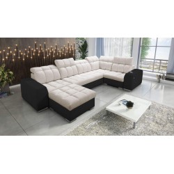 bMeta Title:/b Narożnik w kształcie U Prisma IV z funkcją spania | Velvet | Pet friendly, Terra 13 + Ecoskóra czarna