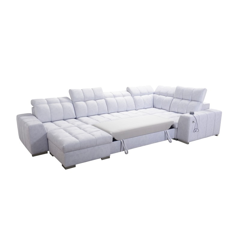 **Meta Title:** U-Shaped Prisma IV Sofa with Sleeping Function | Velvet | Pet Friendly, Terra 48 + Eco Leather