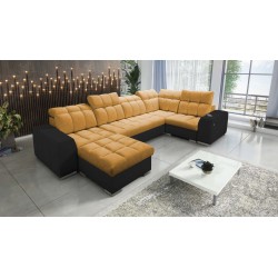 **Meta Title:** U-Shaped Corner Sofa Prisma IV with Sleeping Function | Velvet | Pet Friendly, Terra 48 + Black Eco-leather