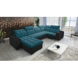 bMeta Title:/b Narożnik w kształcie U Prisma IV z funkcją spania | Velvet | Pet friendly, Terra 75 + Ecoskóra czarna