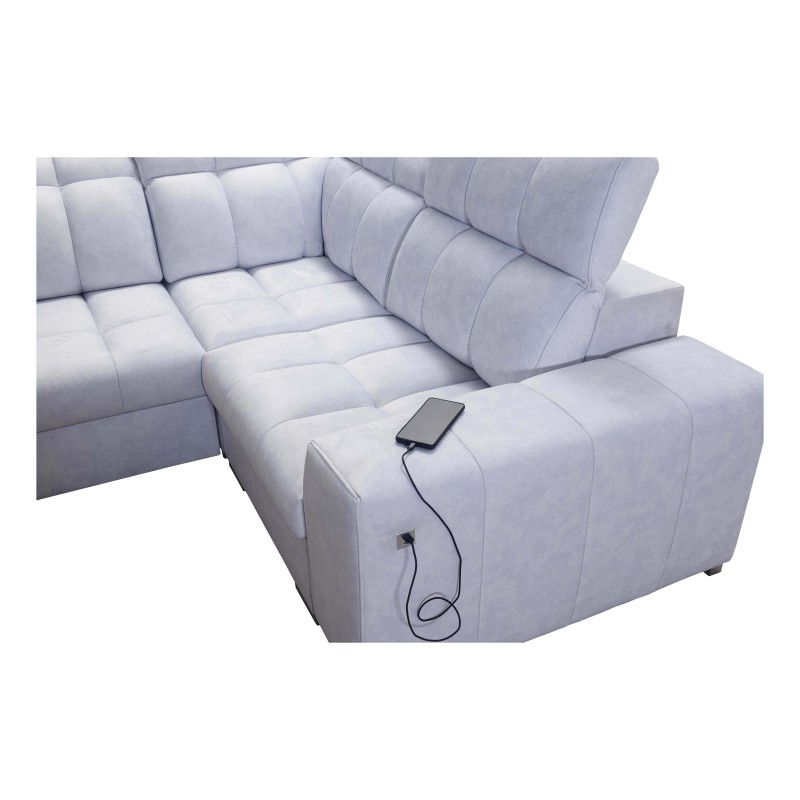 **Meta Title:** U-Shaped Sofa Prisma IV with Sleeping Function | Velvet | Pet Friendly, Terra 75 + Black Eco-Leather