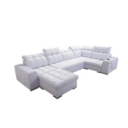 **Meta Title:** U-Shaped Sofa Prisma IV with Sleeping Function | Velvet | Pet Friendly, Terra 75 + Black Eco-Leather
