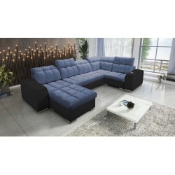bMeta Title:/b U-Shaped Sofa Prisma IV with Sleeping Function | Velvet | Pet Friendly, Terra 76 + Black Eco-Leather