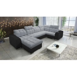 bMeta Title:/b U-förmiges Ecksofa Prisma IV mit Schlaffunktion | Samt | Haustierfreundlich, Terra 92 + Schwarzes Kunstleder