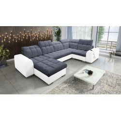 bMeta Title:/b U-shaped Prisma IV Corner Sofa with Sleeping Function | Velvet | Pet Friendly, Terra 96 + Eco-leather
